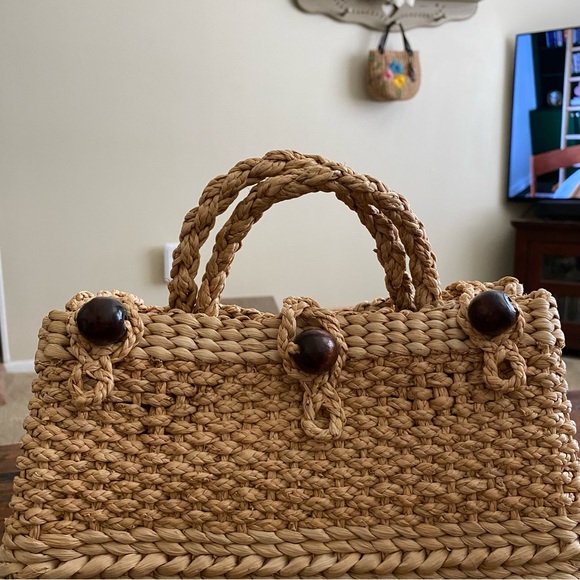 Women Wicker Handbag Bag  Beach Straw Woven Summer Rattan Basket Bag Boho - Picture 13 of 14